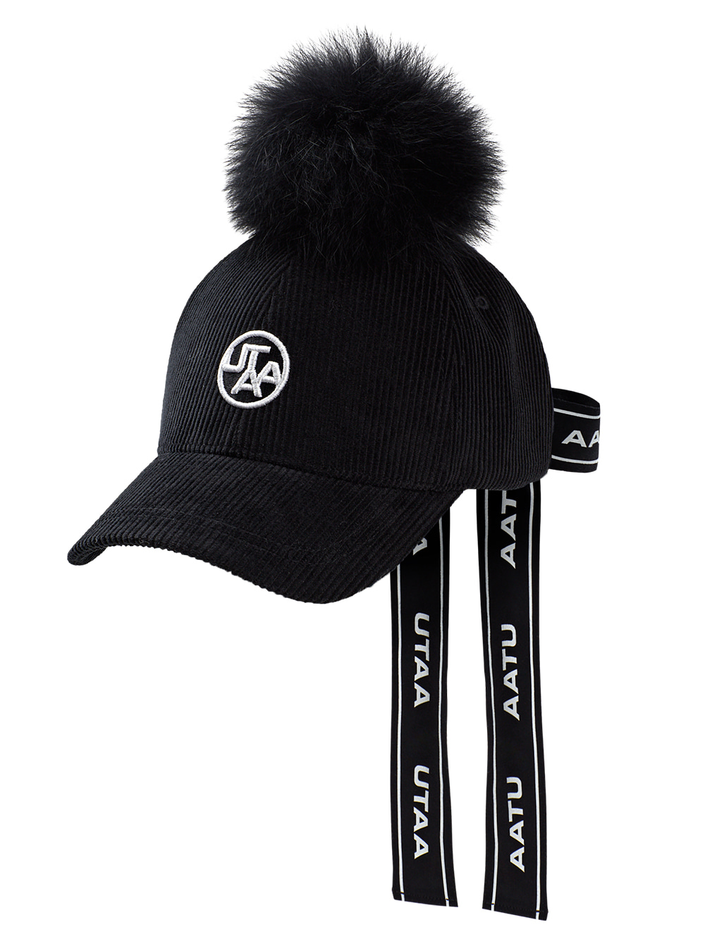 UTAA Corduroy Velvet Fur Ball Cap : Black (UB4GCF227BK)