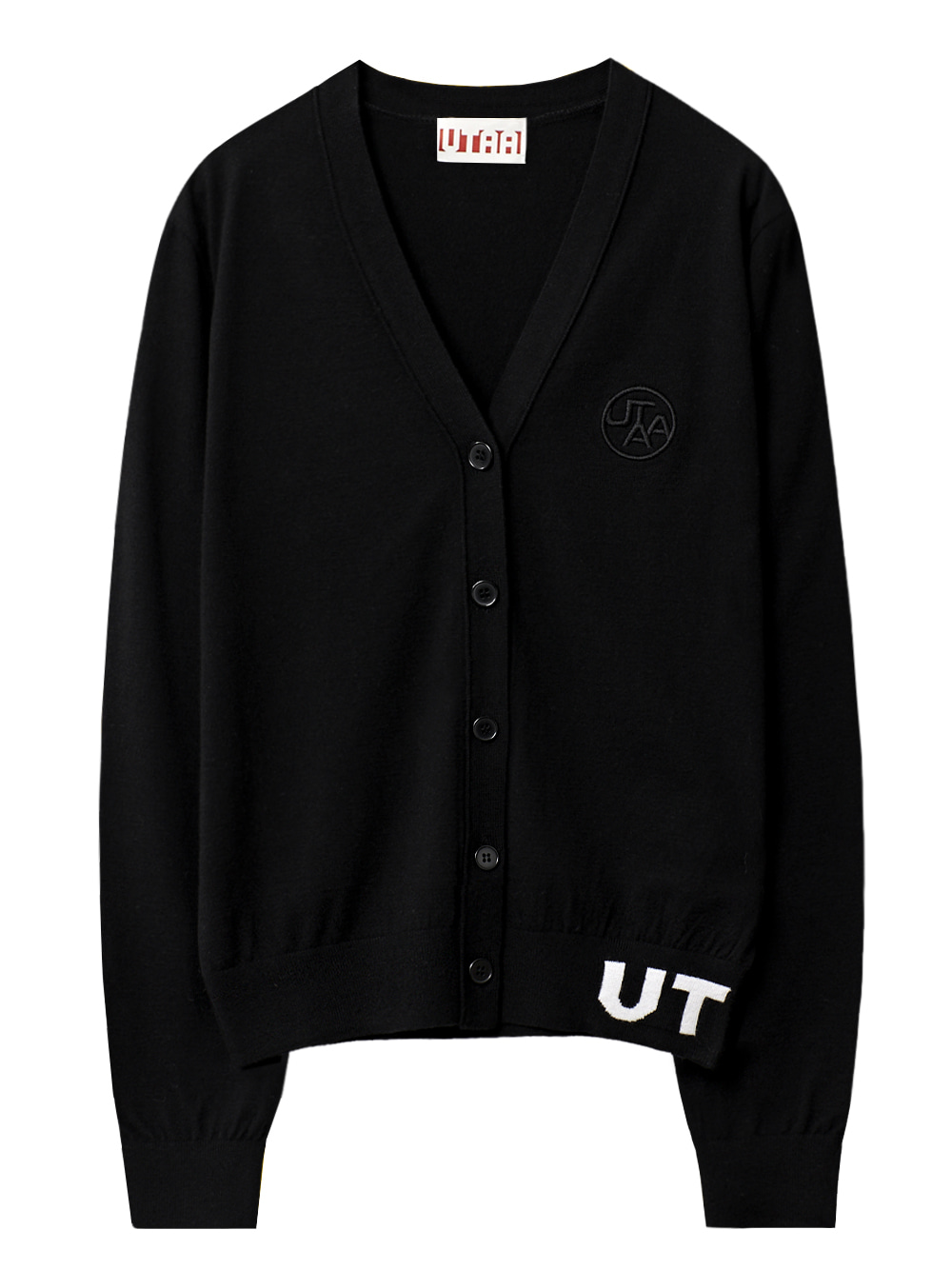 UTAA Pixel Logo Knit Cardigan : Women&#039;s Black(UC1KCF417BK)